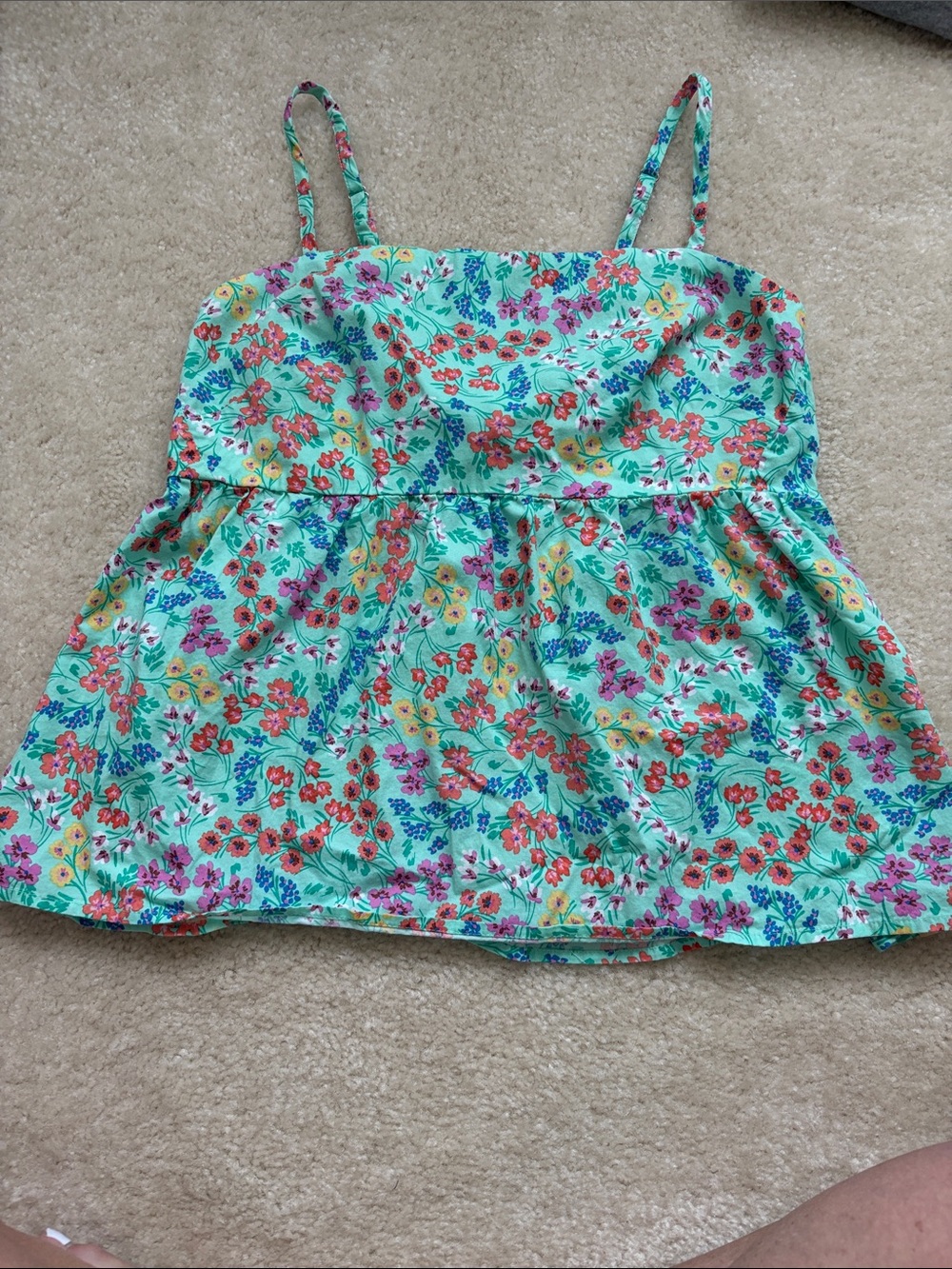 Floral Mint Green Spaghetti Strap Tank